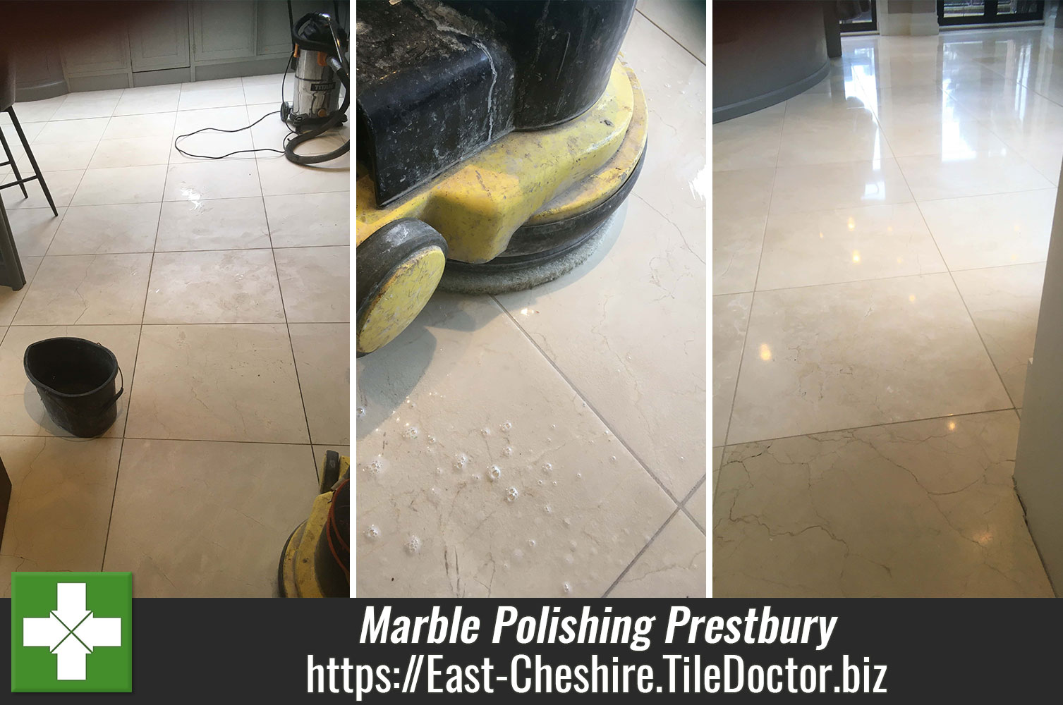 Polishing a Dull Marble Kitchen Floor in Prestbury near Macclesfield