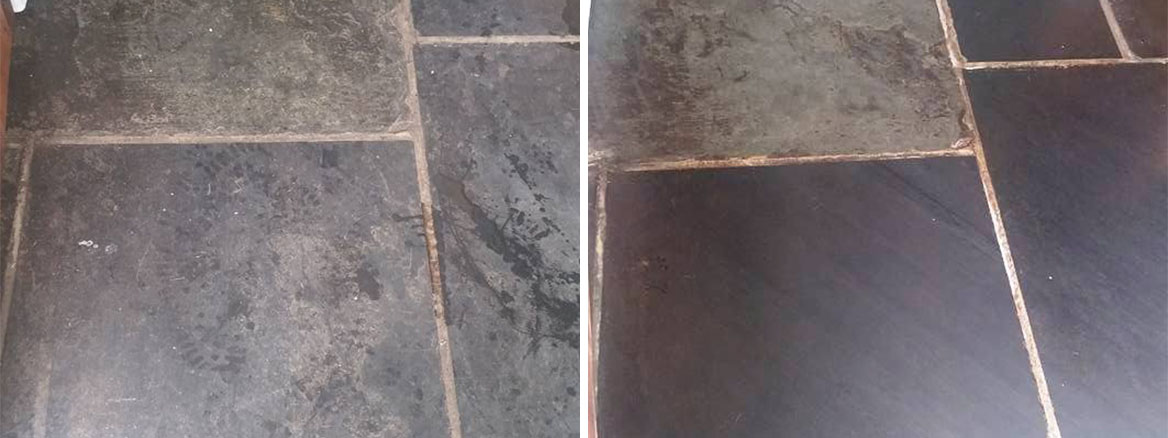Old Reclaimed Slate Flagstone Floor Rejuvenated in Dawlish