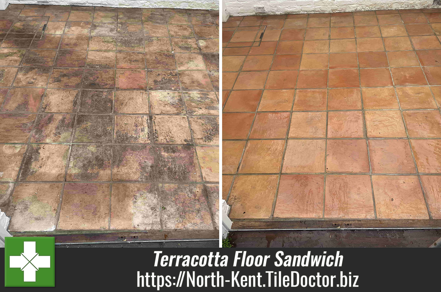 Dirty Terracotta Floor Deep Cleaned and Sealed in Sandwich