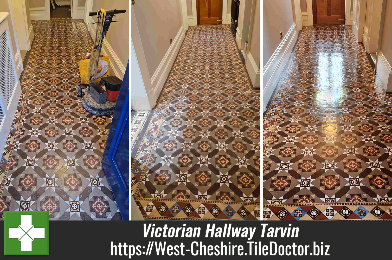 Victorian Tiled Hallway Floor Cleaned and Sealed in Tarvin
