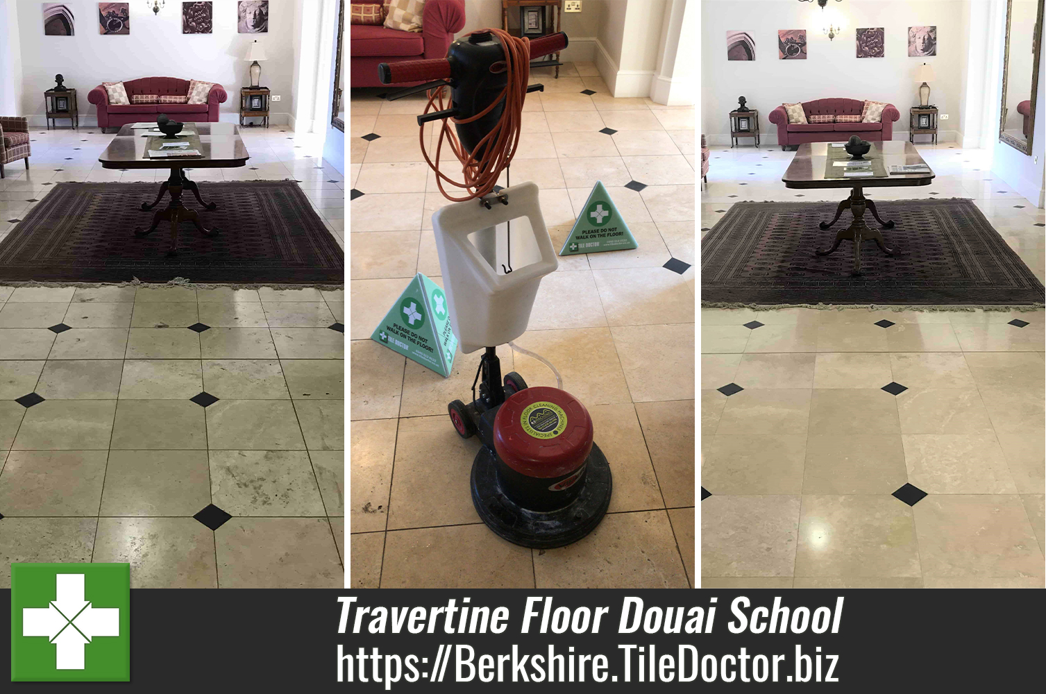 Communal Travertine Floor Renovated at Douai School – Upper Woolhampton