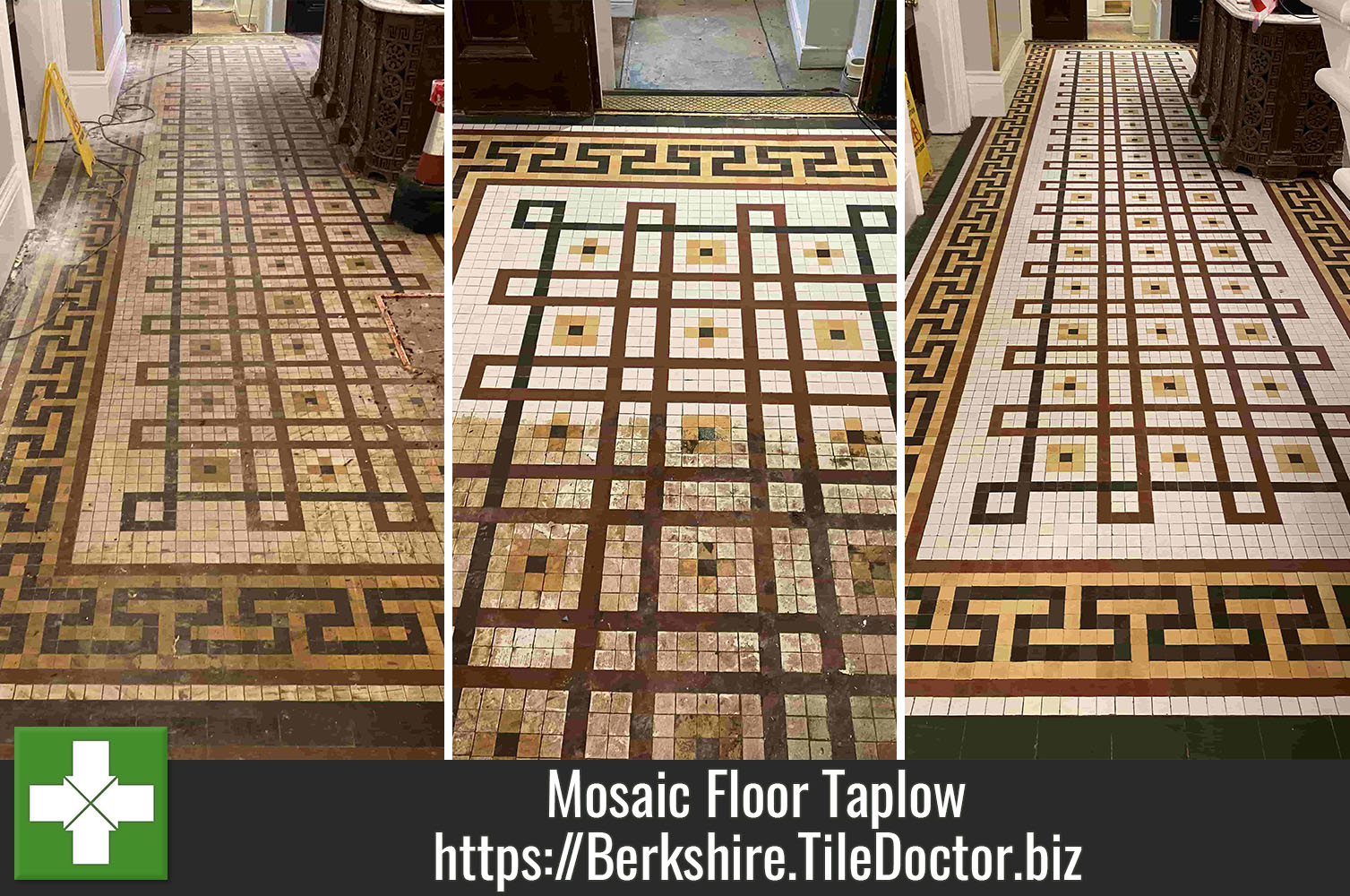 Removing Carpet Adhesive with Remove and Go on a Mosaic Tiled Floor in Berkshire