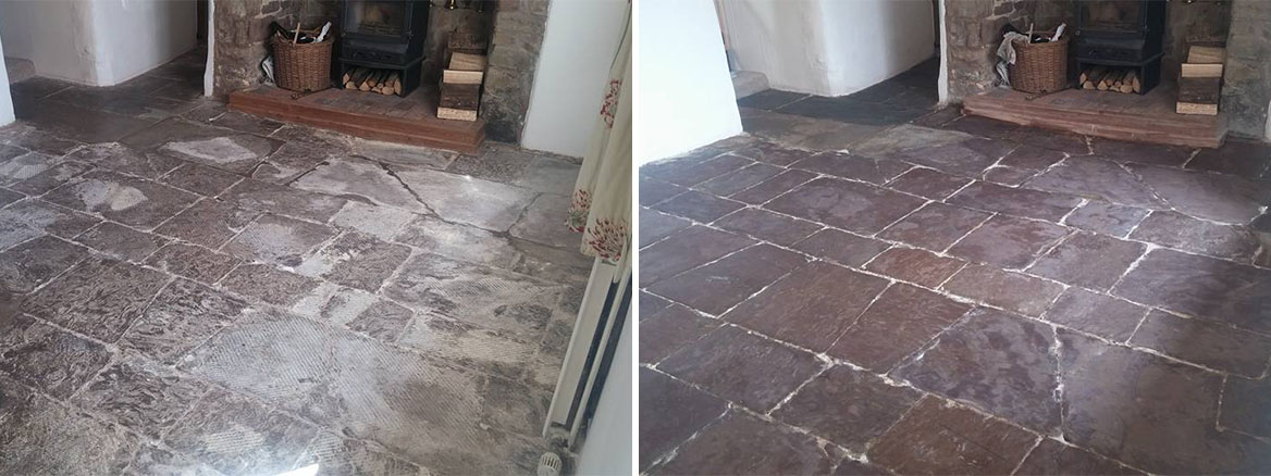 Centuries Old Limestone Flagstones Resurfaced and Restored in South Milton