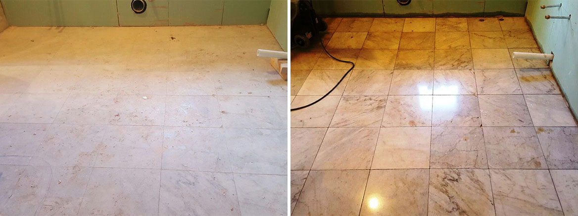Original Marble Tiled Bathroom Floor Restored at a Hotel in Walkerburn