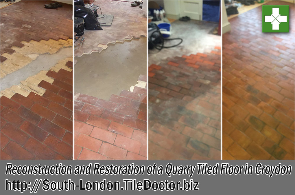 Rebuilding and Restoring a Damaged Quarry Tiled Floor in Croydon