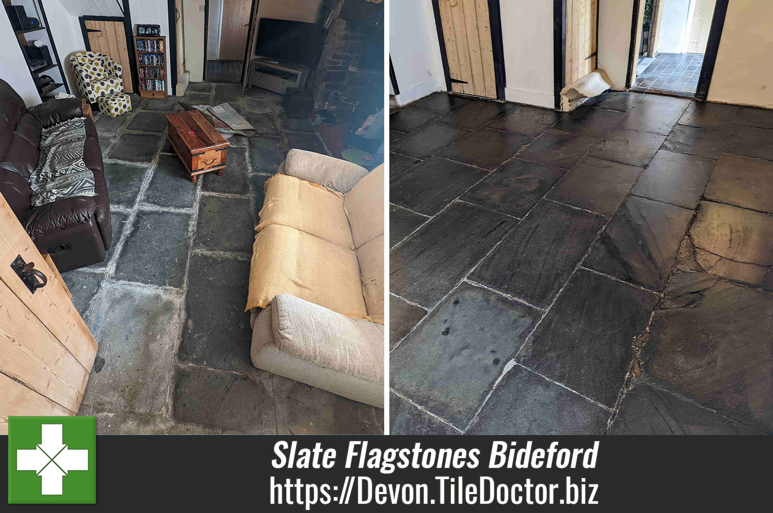 Slate Flagstone Floor Renovated in Bideford