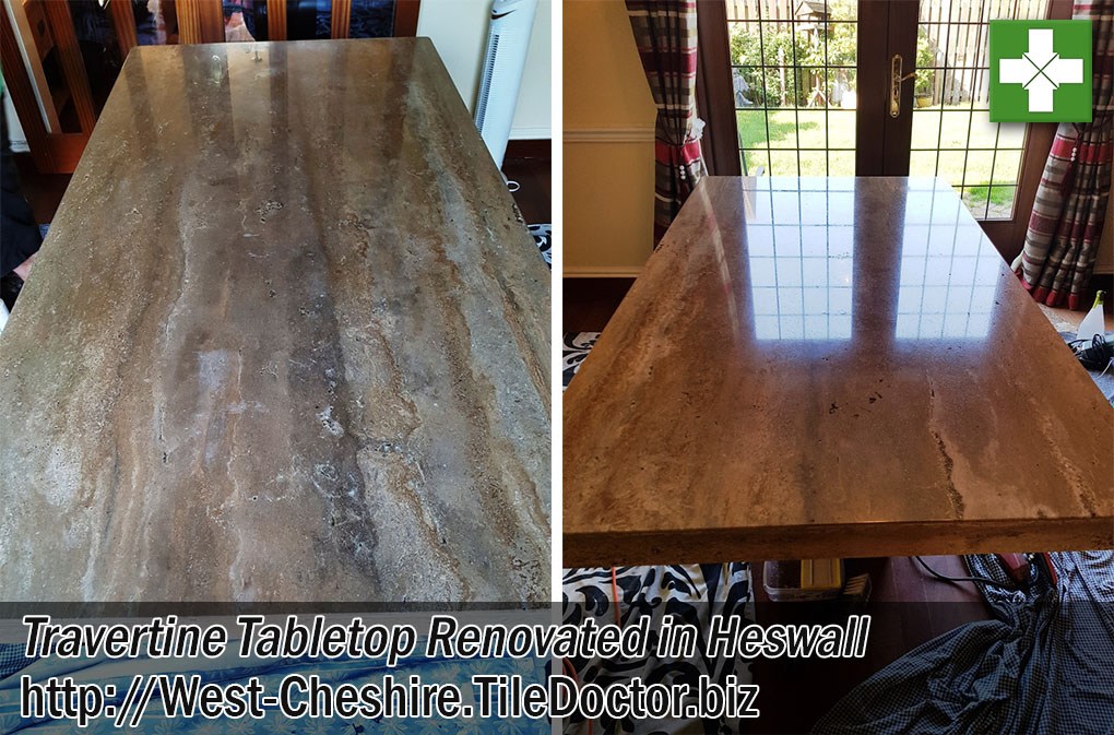 Polishing a Travertine Table Top in Heswall