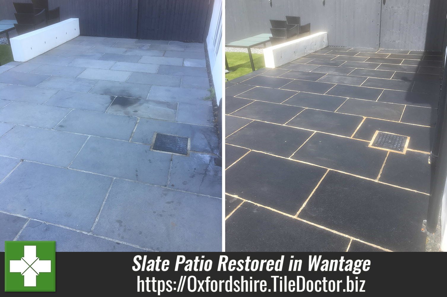 Large Slate Patio Renovated in Wantage