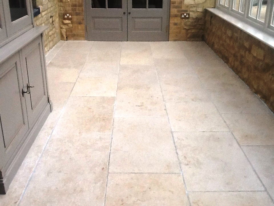 Cracked Limestone Conservatory Floor Restored in Grafton Underwood