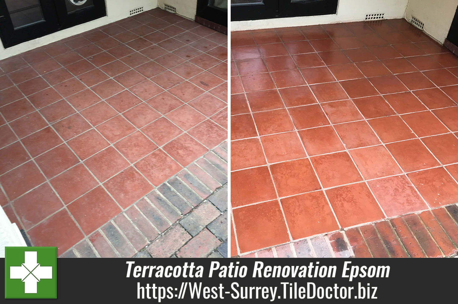 Cleaning and Sealing a Terracotta Tiled Patio Area in Epsom