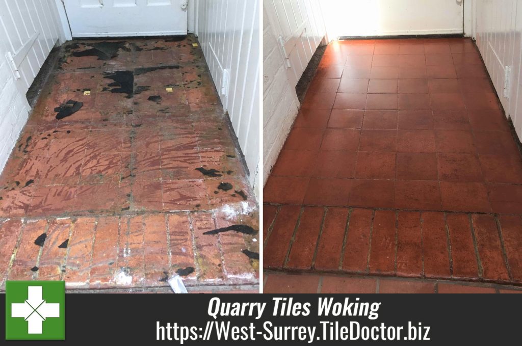 Using Coarse Diamond Pads to Remove Glue and Paint from Quarry Tiles in