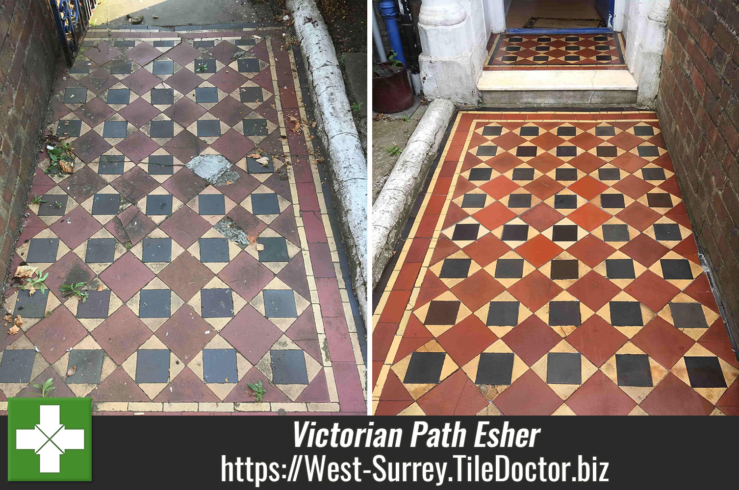 Old Victorian Path Deep Cleaned with Grout Clean-up in Esher