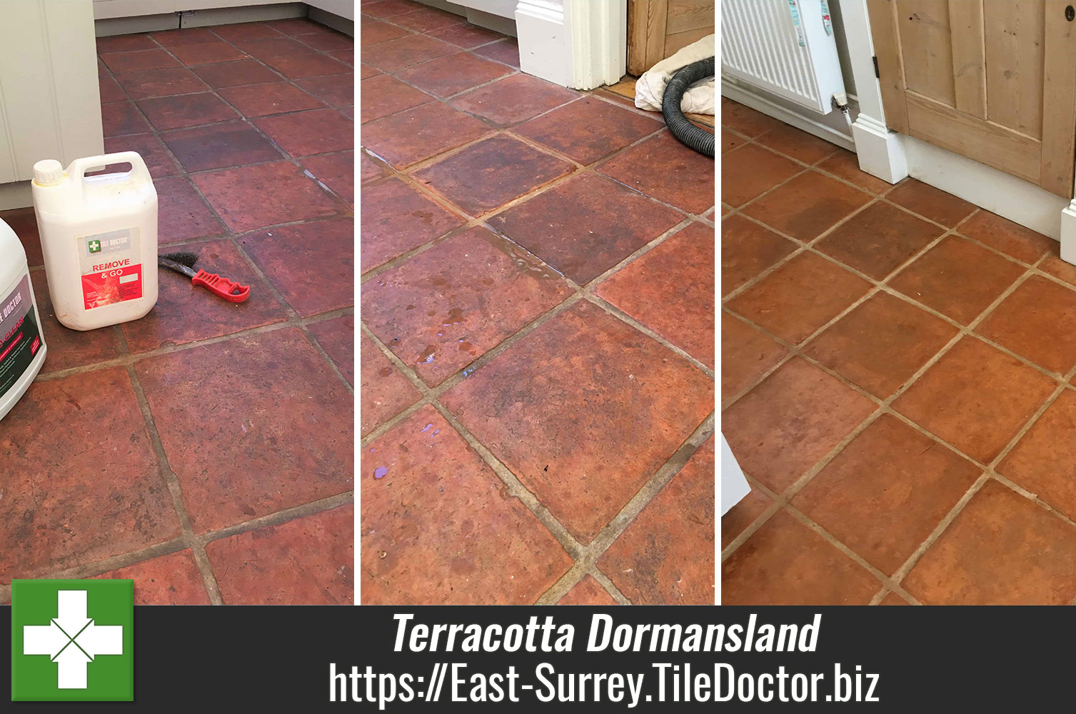 Terracotta Kitchen Floor Burnished with Remove and Go  in Dormansland