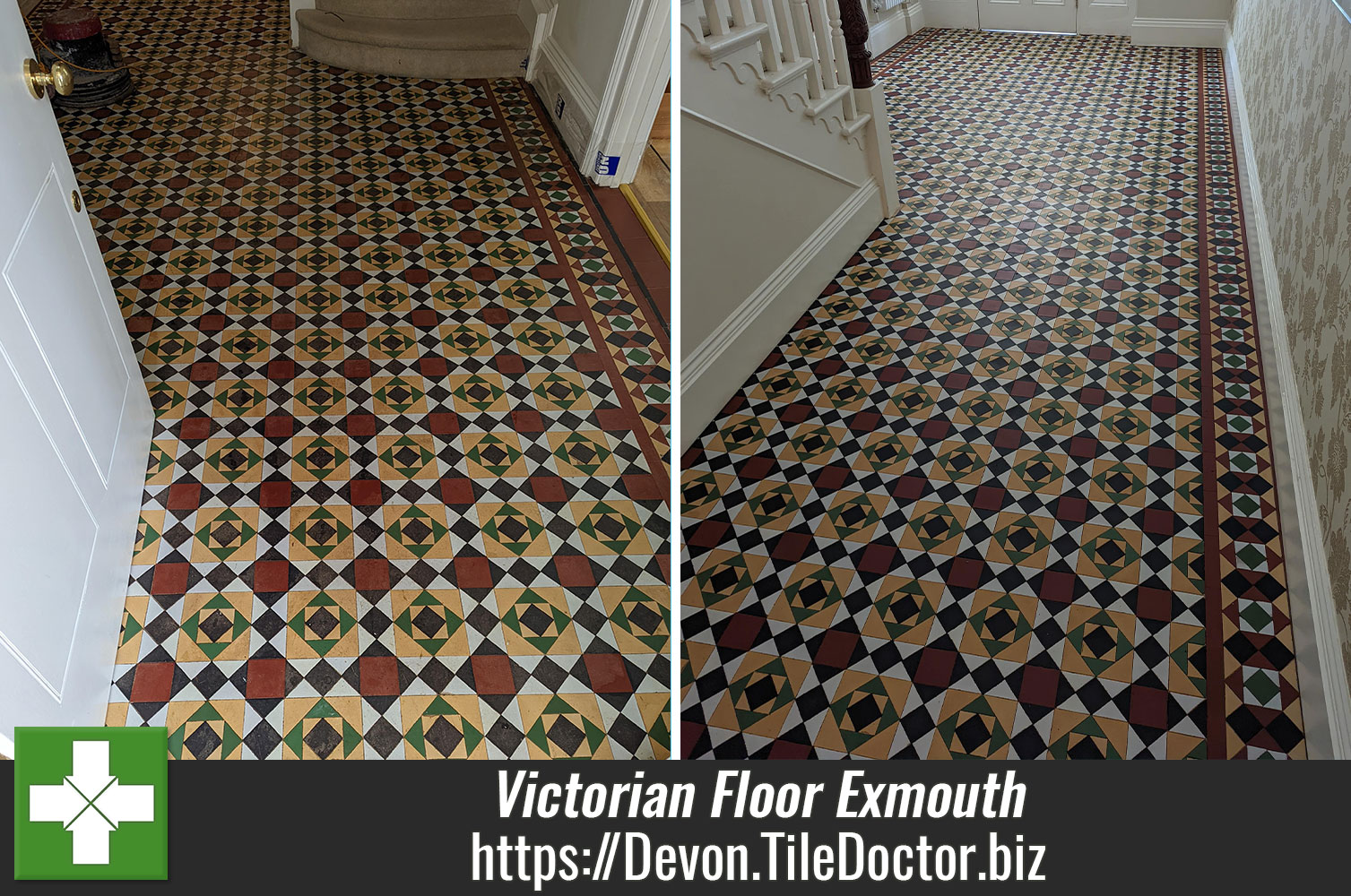 Acid Rinsing a Victorian Hallway Floor with Grout Clean-up in Devon