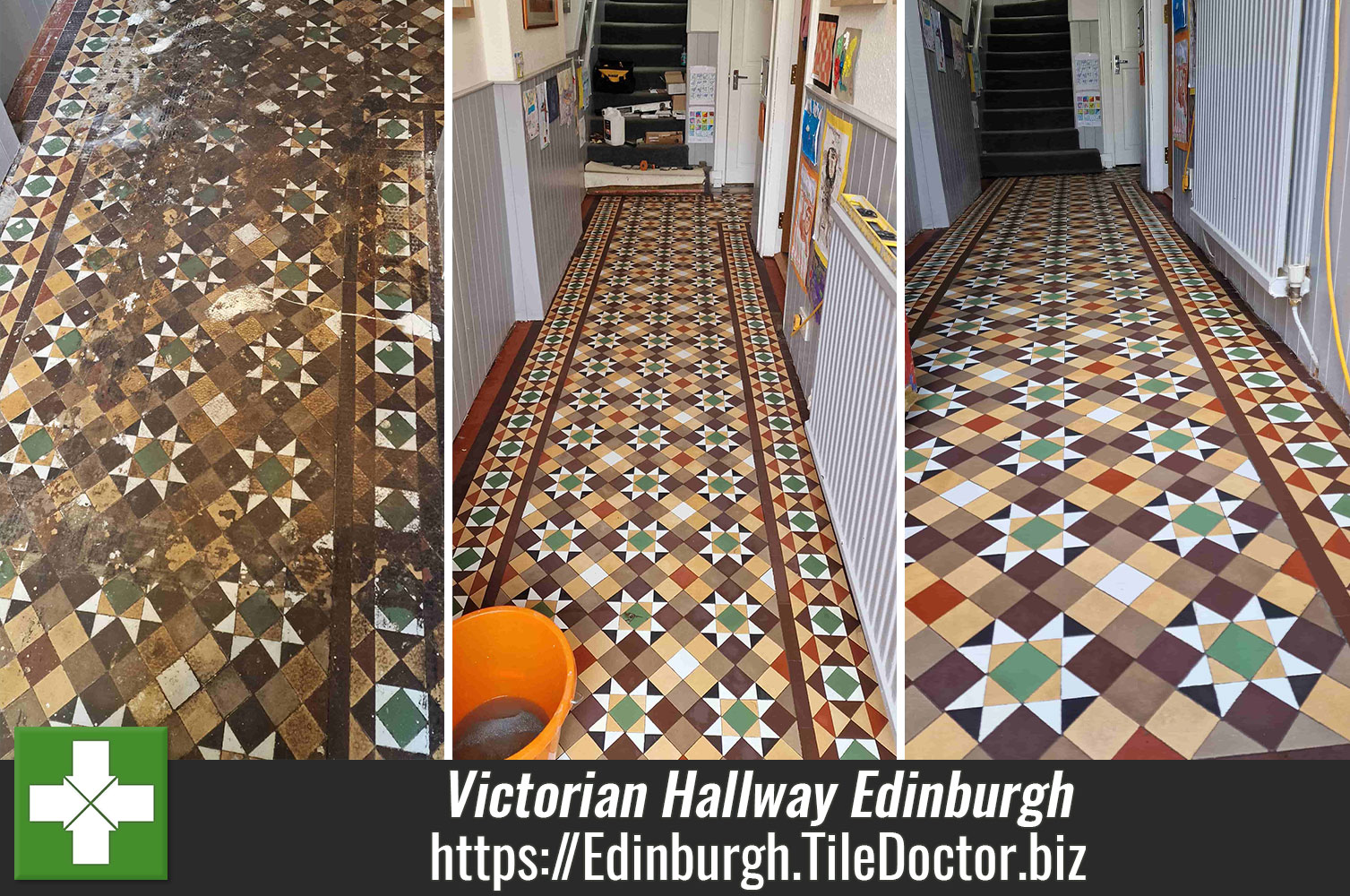 Using Acid Gel to Remove Carpet Glue from Victorian Hallway Tiles in Edinburgh