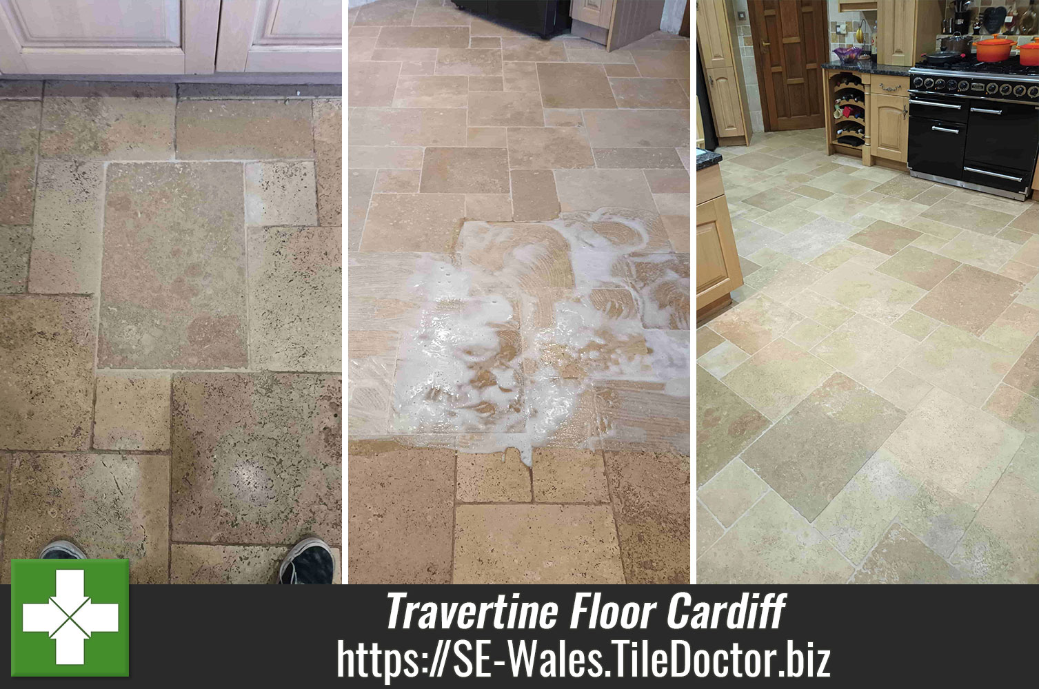 Sealing Travertine with Tile Doctor Colour Grow in Cardiff South Wales