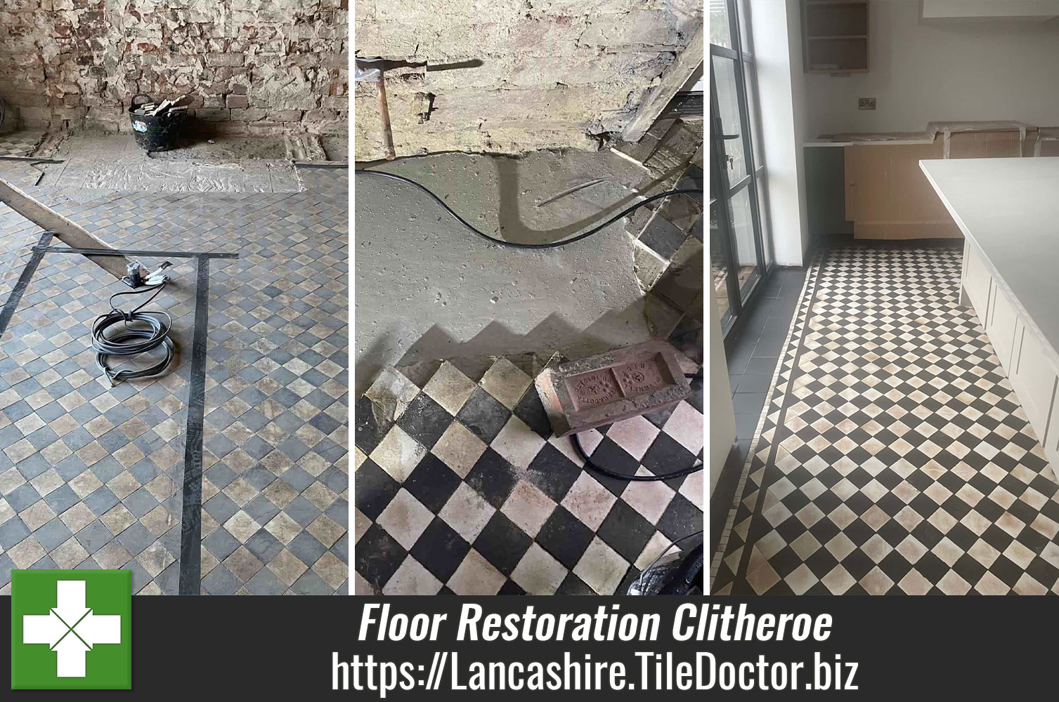 Using Tile Doctor Pro-Clean and Diamond Pads to Get Vintage Victorian Tiles Clean in Lancashire
