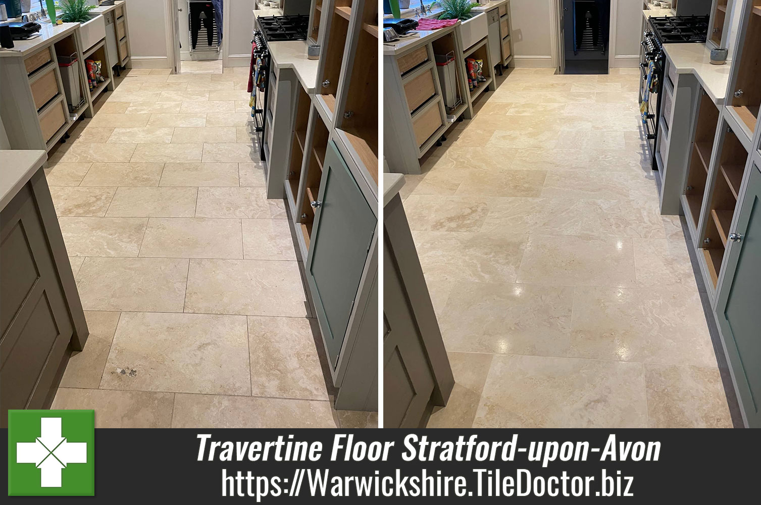 Travertine-Kitchen-Tile-Deep-Cleaned-Polsihed-Stratford-upon-Avon-Warwickshire