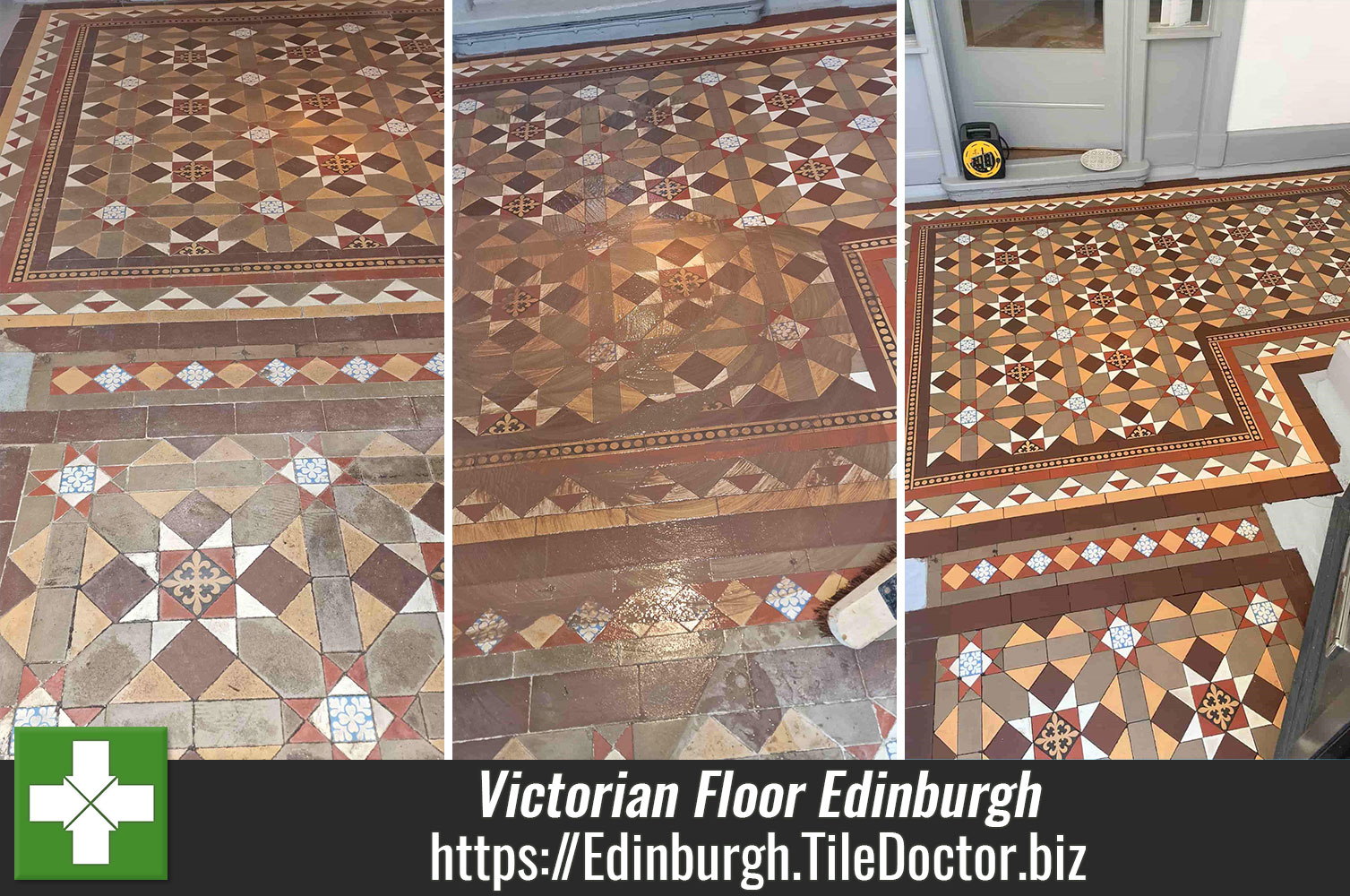 Low Moisture Cleaning of a Victorian Period Floor using Tile Doctor Acid Gel in Edinburgh