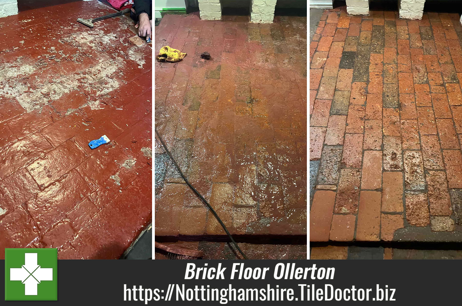 Georgian Brick Tiled Floor Restored using Low Moisture Cleaning Products in Ollerton