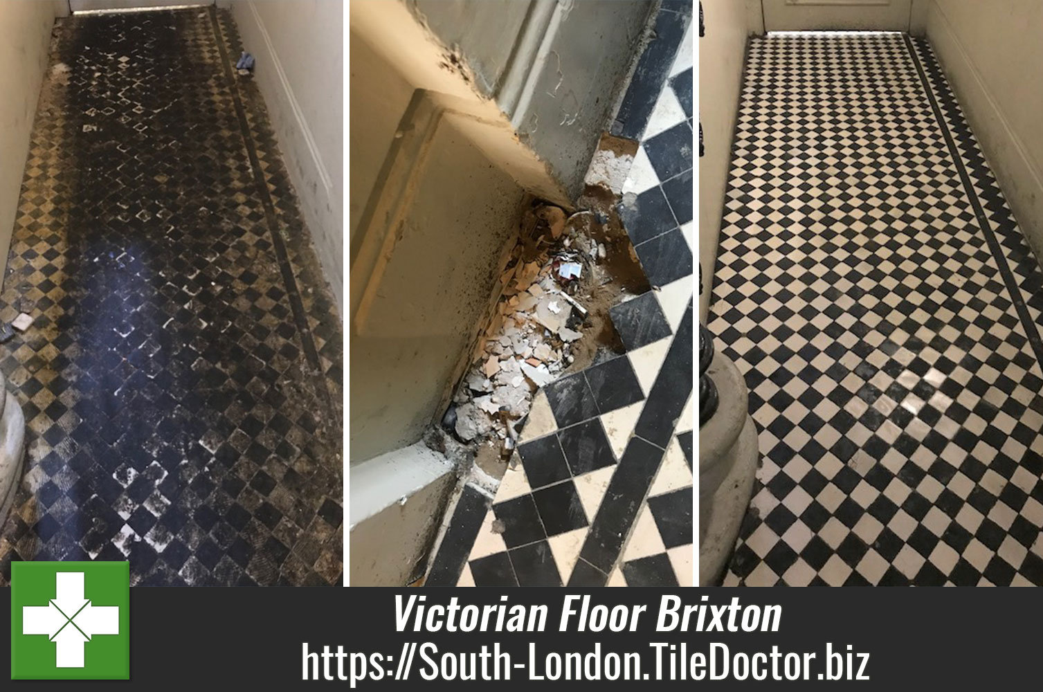 Acid Washing a Victorian Floor using Tile Doctor Grout Clean-up in Brixton