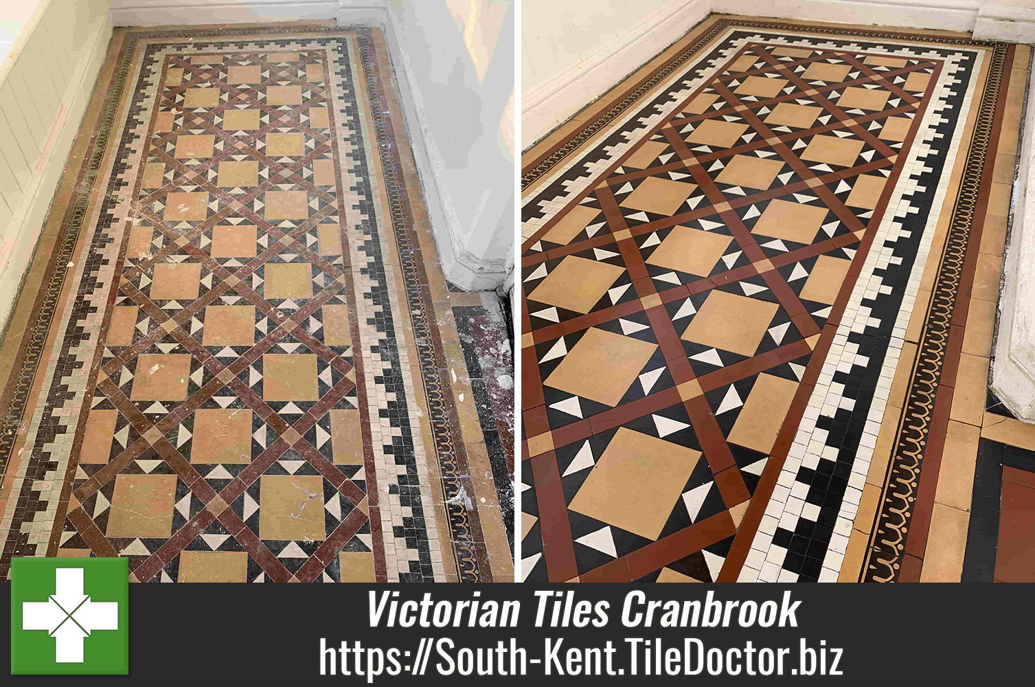 Tile Doctor Remove and Go used to Soften Paint Splashes on a Victorian Tiled Floor in Cranbrook