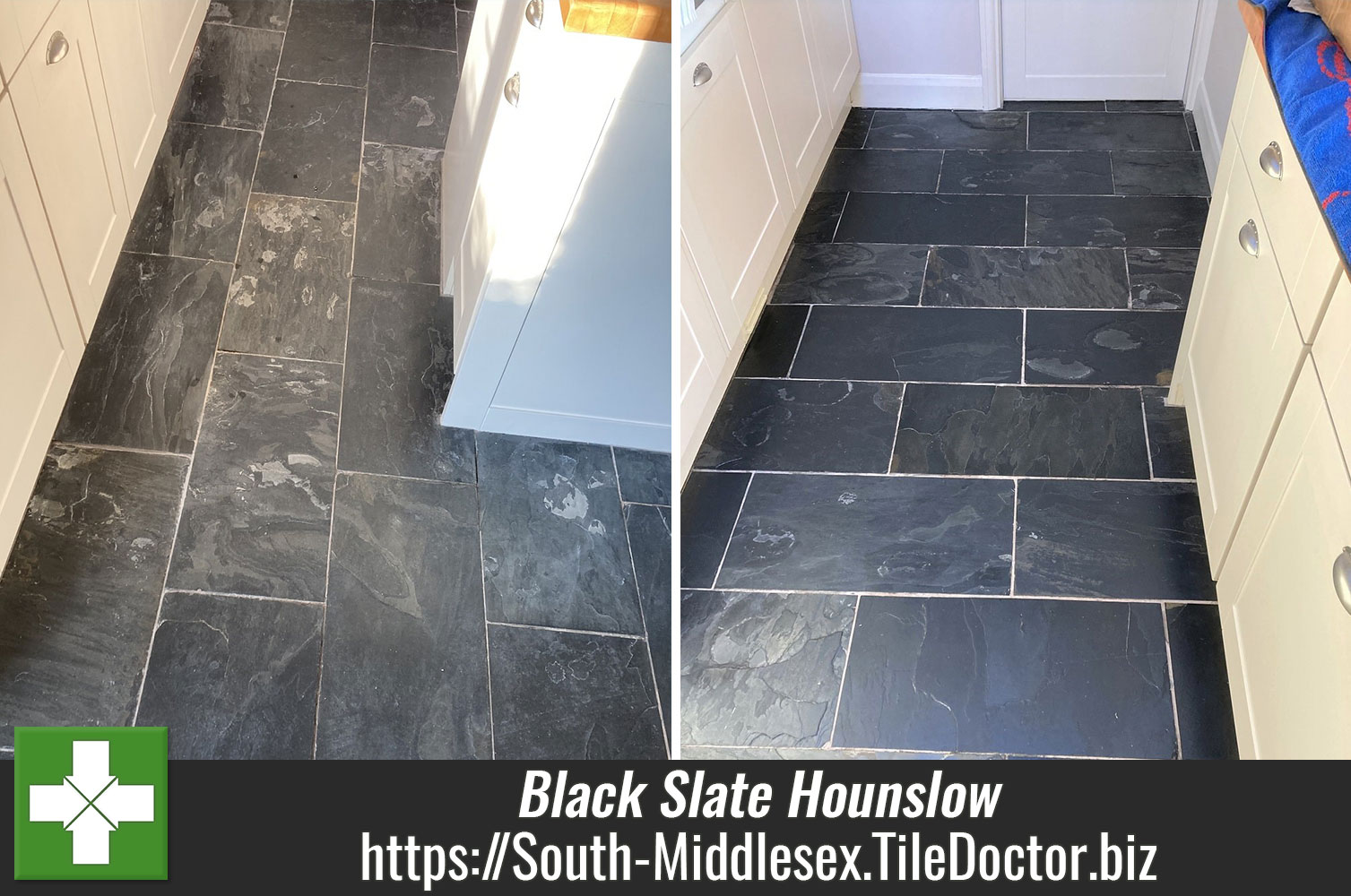 Improving the Appearance of Black Slate with Tile Doctor Colour Grow in Middlesex