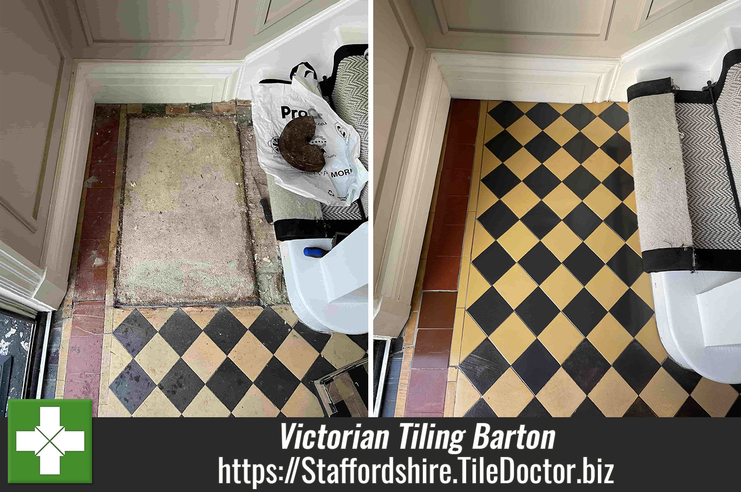 Black-Yellow-Victorian-Tiled-Hallway-Floor-Restoration-Barton-under-Needwood