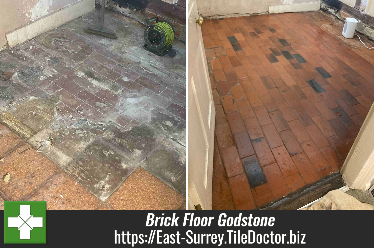 Coarse Burnishing Pads Help Restore Old Brick Flooring in Godstone Surrey