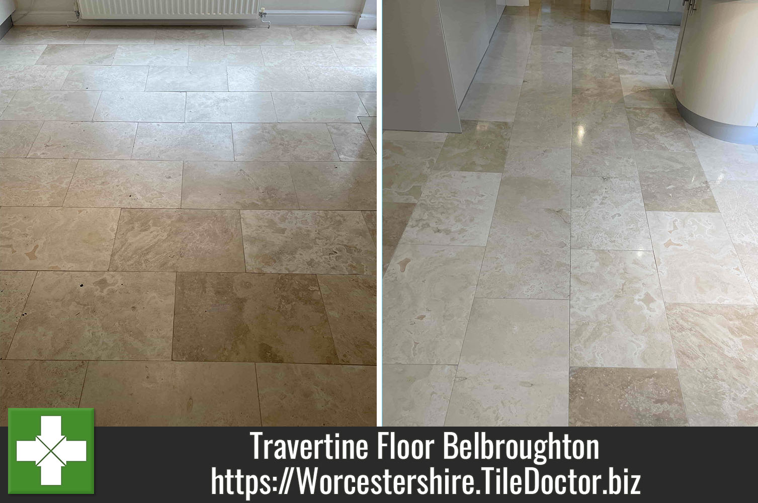 Achieving a Deep Polish on Travertine with Tile Doctor Shine Powder in Belbroughton Worcestershire