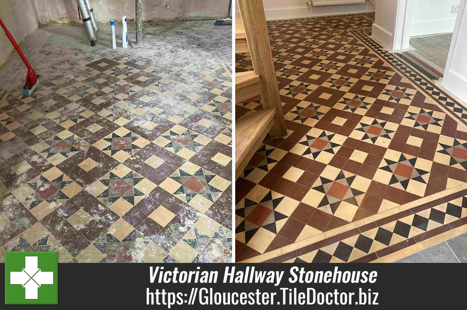 Plaster-Stained-Victorian-Hallway-Floor-Tile-Renovation-Stonehouse