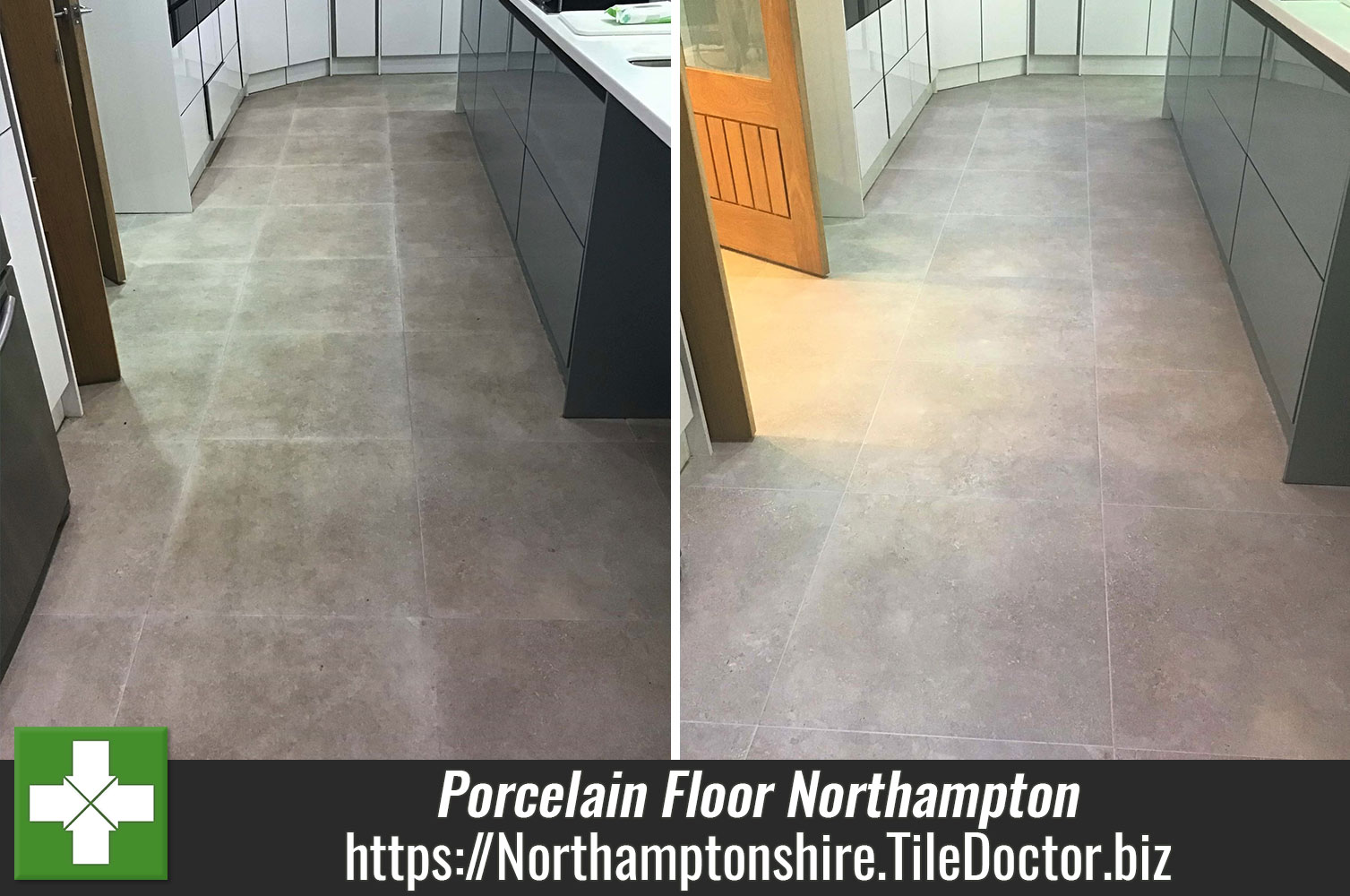 Removing Grout Smears from Porcelain Tiles with Tile Doctor Grout Clean-up in Northampton
