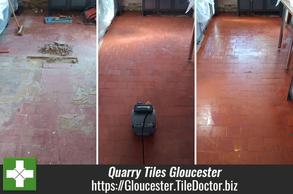 Softening Up Old Tile Adhesive with Remove and Go on Quarry Tiles in Gloucester Tile Care