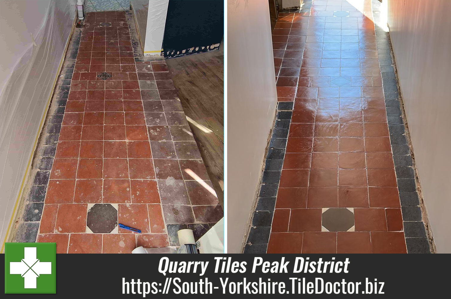 Low Moisture Cleaning of 150 Year Old Quarry Tiles with Tile Doctor Acid Gel in the Yorkshire Peak District