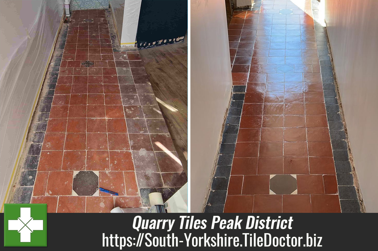 Low Moisture Cleaning of 150 Year Old Quarry Tiles with Tile Doctor Acid Gel in the Yorkshire Peak District