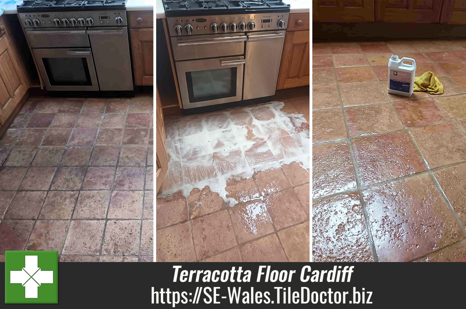 Combining Three Tile Doctor Cleaning Products to Deep Clean Terracotta Tiles in Cardiff