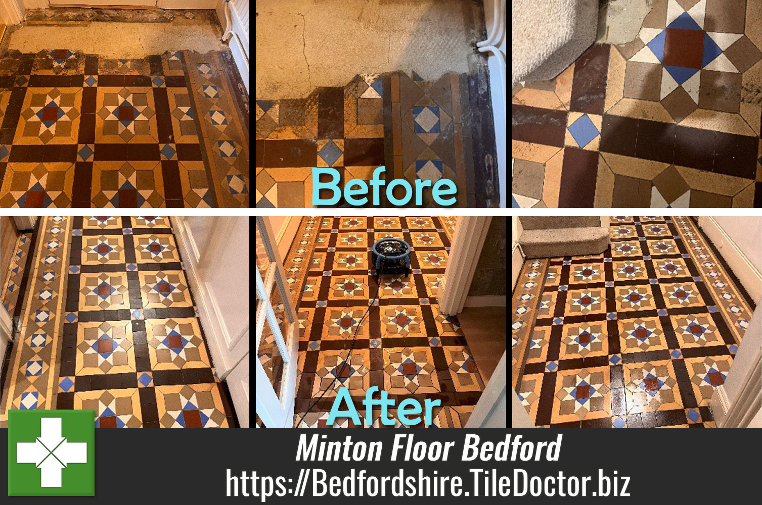 Cleaning up original Minton Tiles with Remove and Go in Bedford