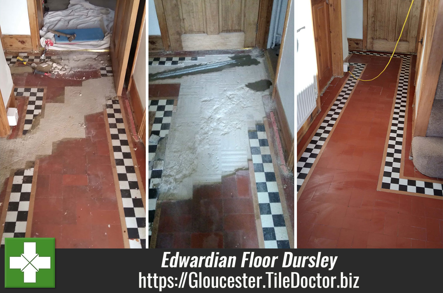 Protecting old Edwardian floor tiles with Tile Doctor Seal and Go Extra in Dursley