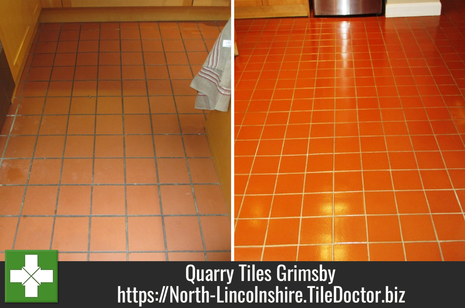 Improving the appearance of Quarry tiles with Tile Doctor Seal and Go in Grimsby