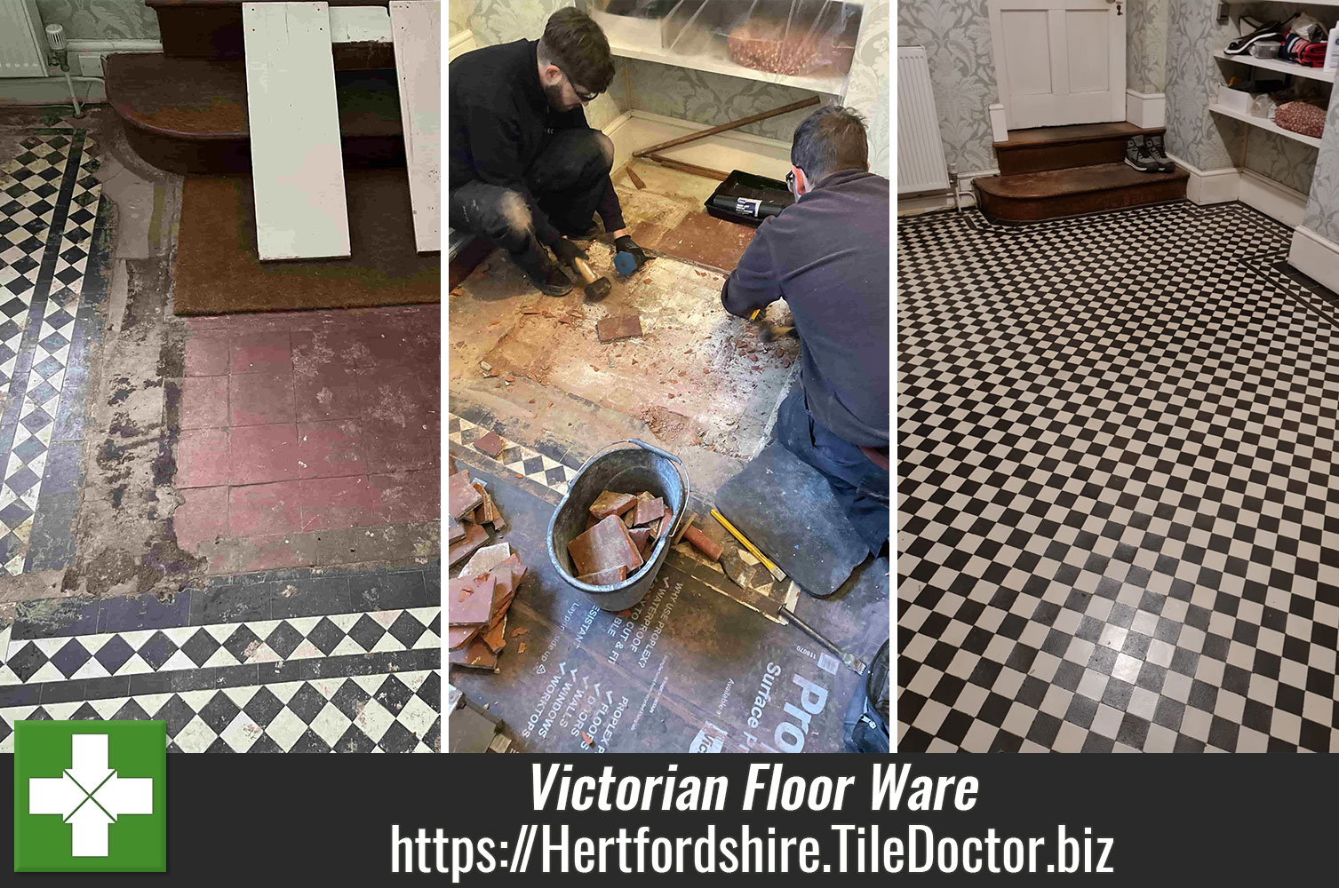 Victorian-Tiled-Hallway-Floor-Restoration-Ware