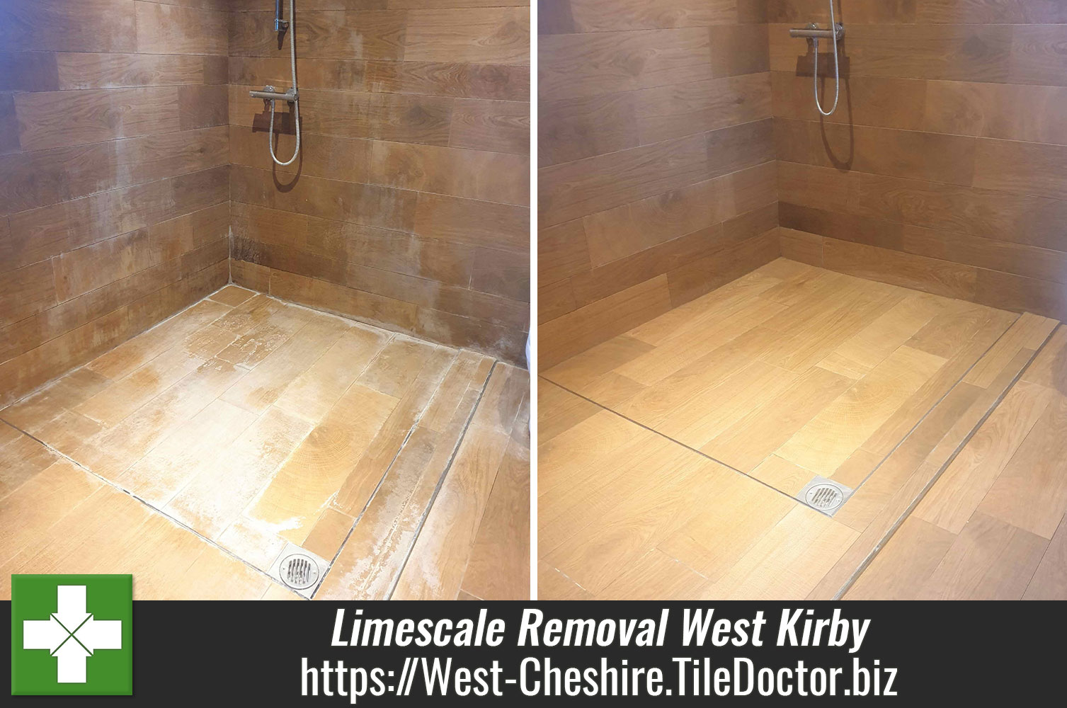 Ceramic Wood Plank Effect Shower Tile Cleaning Kirby Wirral