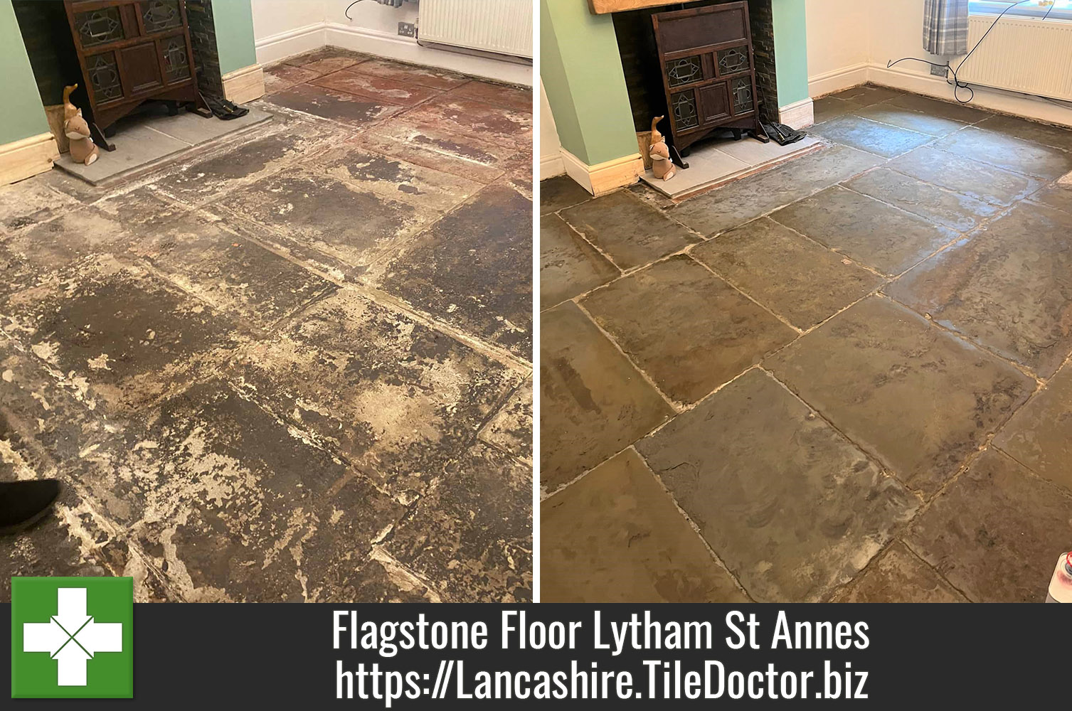 Resurfacing Flagstone Flooring using Tile Doctor Milling Pads in Lytham St Anne South Lancashire