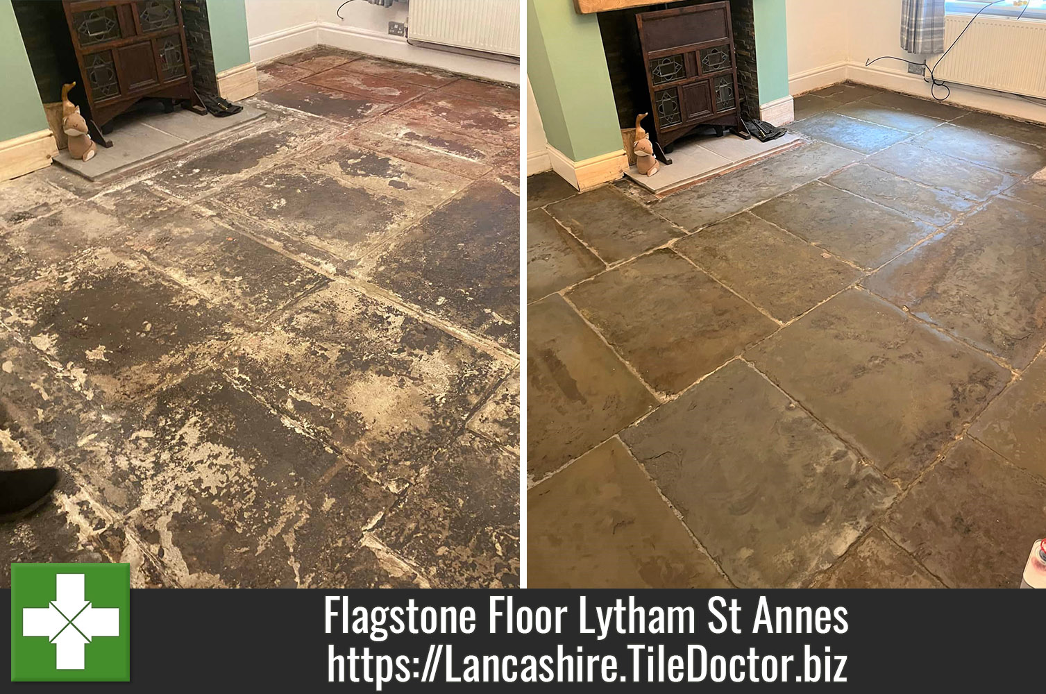 Resurfacing Flagstone Flooring using Tile Doctor Milling Pads in Lytham St Anne South Lancashire