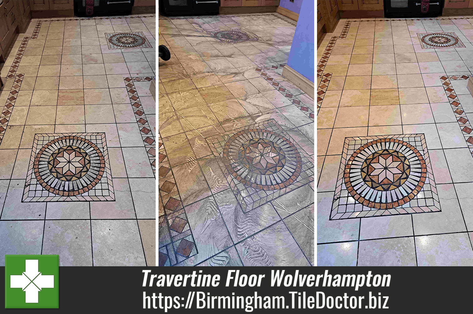 Sealing Travertine Floor Tiles with Tile Doctor Colour Grow in Wolverhampton