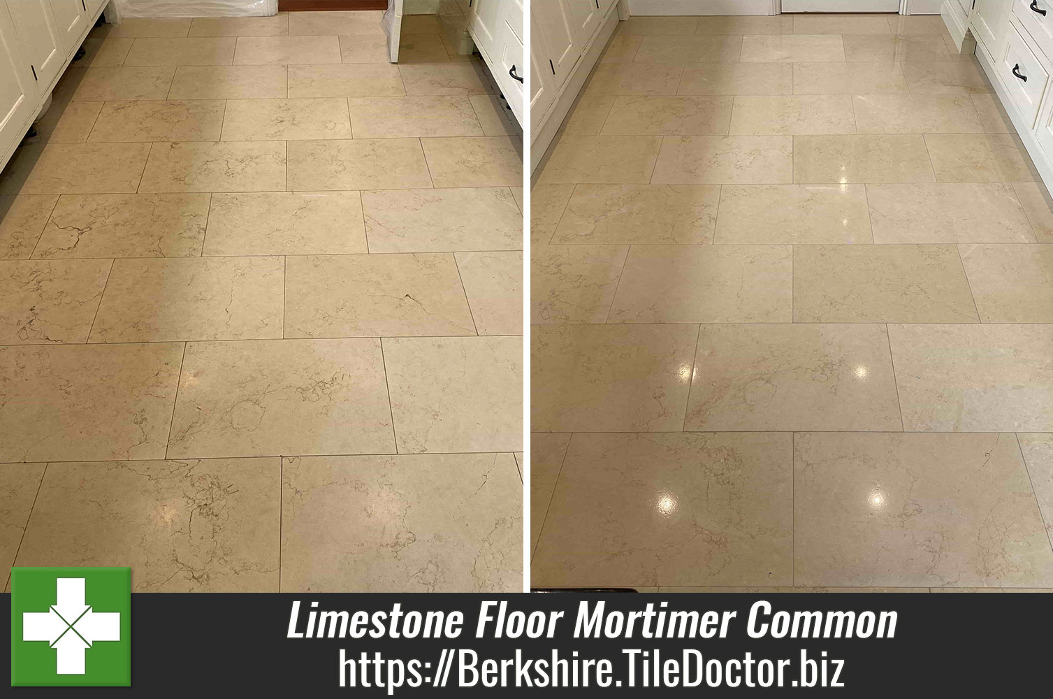Tile Doctor Remove and Go used to Remove a Topical Sealer from Jerusalem Limestone floor tiles in Reading Berkshire