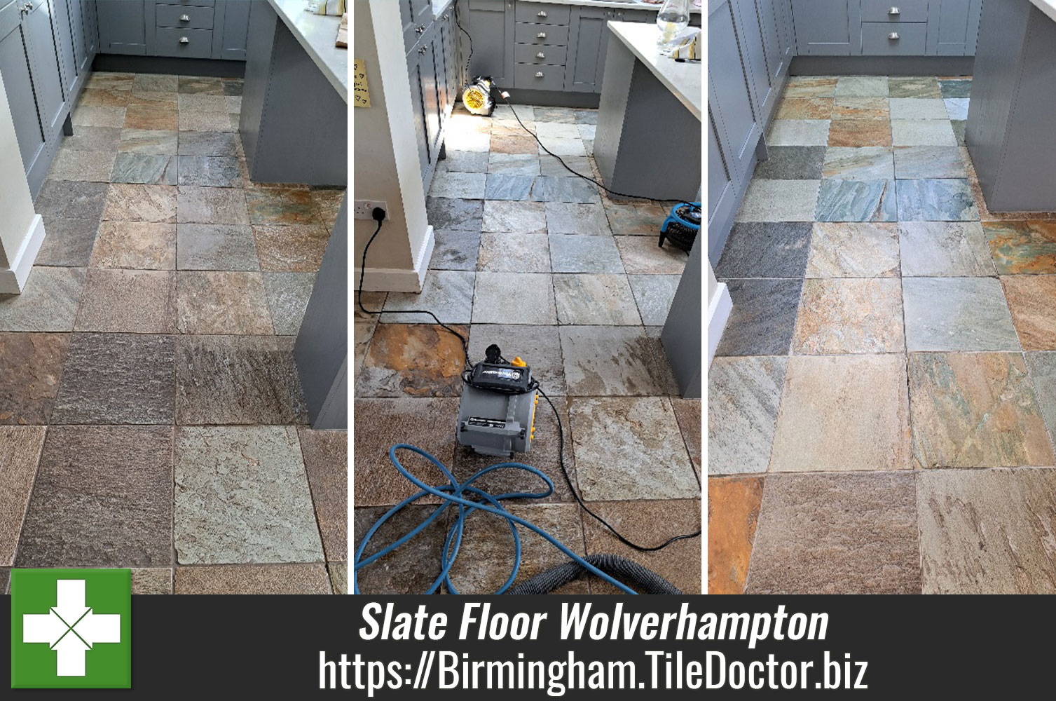 Multi-Coloured Kitchen Slate Floor Renovation Wolverhampton