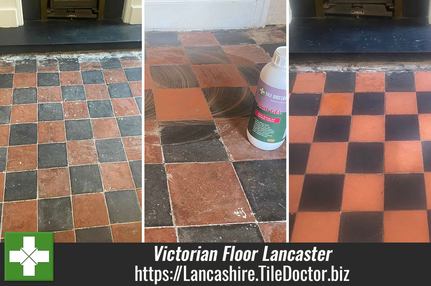 Acid Gel used to clean Damp Victorian Tiled floor in Lancaster