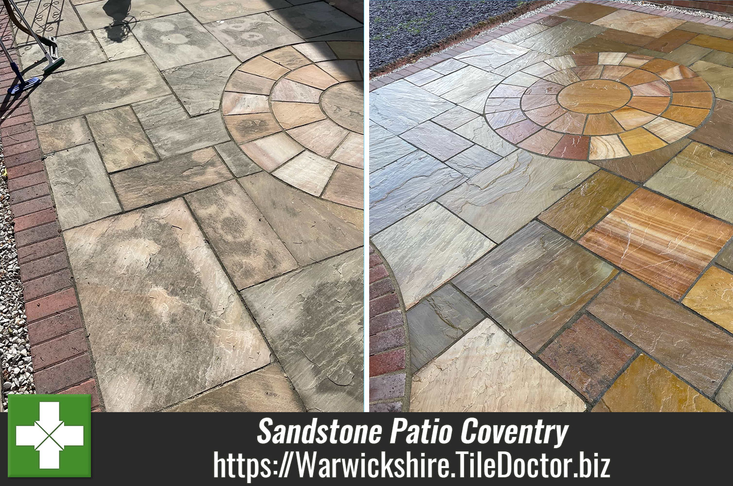 Deep Cleaning a Sandstone Patio with Tile Doctor Pro-Clean in Warwickshire