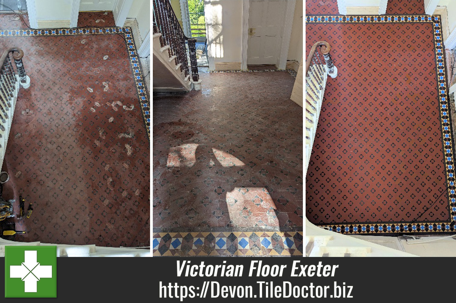 Using Tile Doctor Grout Clean-Up to Acid Wash an Old Victorian Tiled Hallway Floor in Exeter