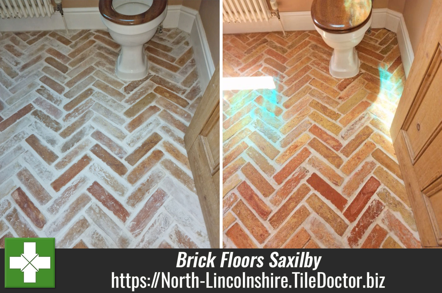 Using Tile Doctor Grout-Clean-up and Acid Gel to Remove Grout Haze from Brick Slip Bathroom Flooring in Saxilby Lincoln